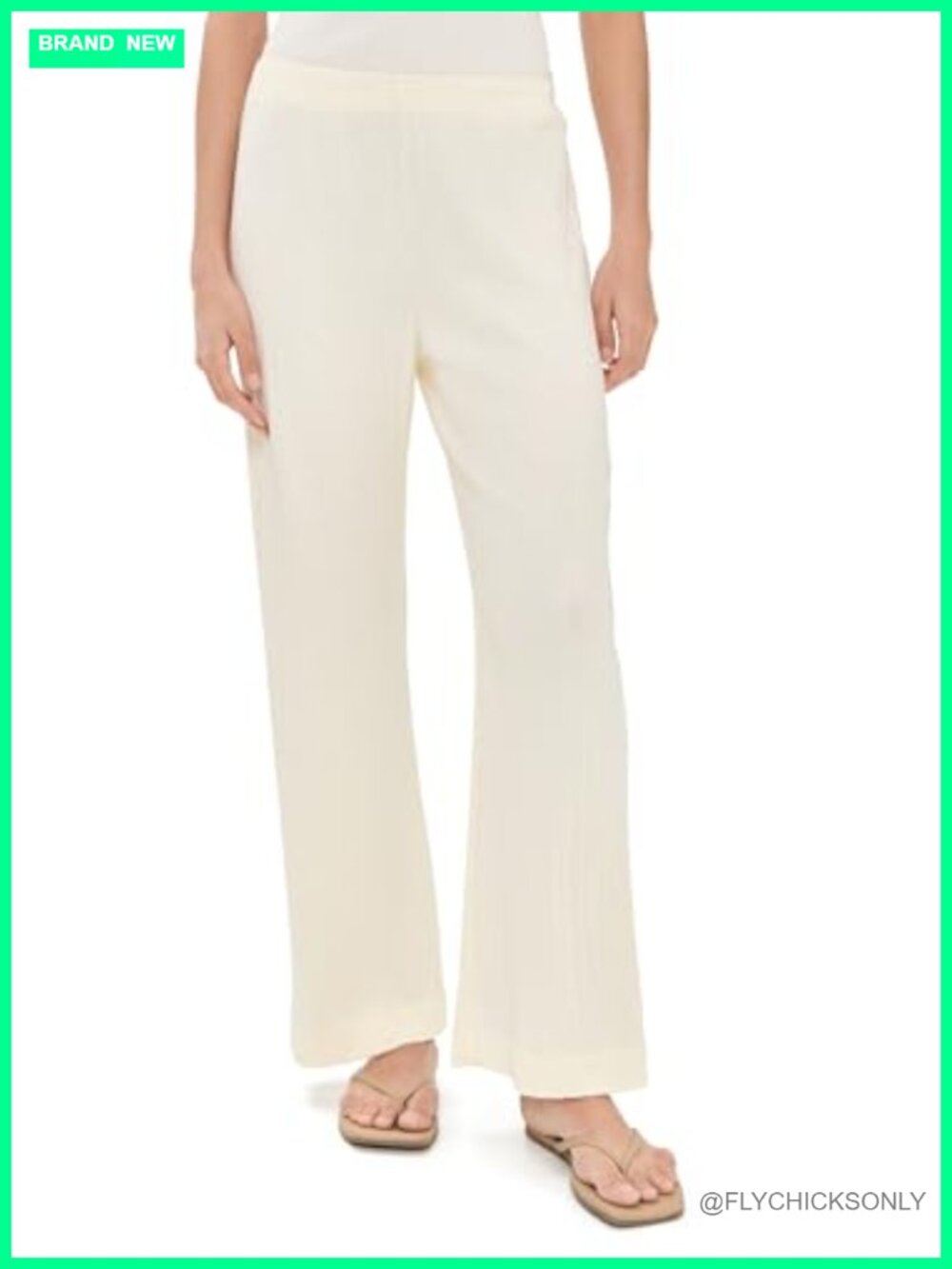 Pointelle Knit High Rise Wide Leg Crop Pants